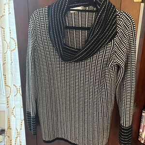 Calvin Klein Cowl Neck Sweater Black & White Elevated Cozy Feminine